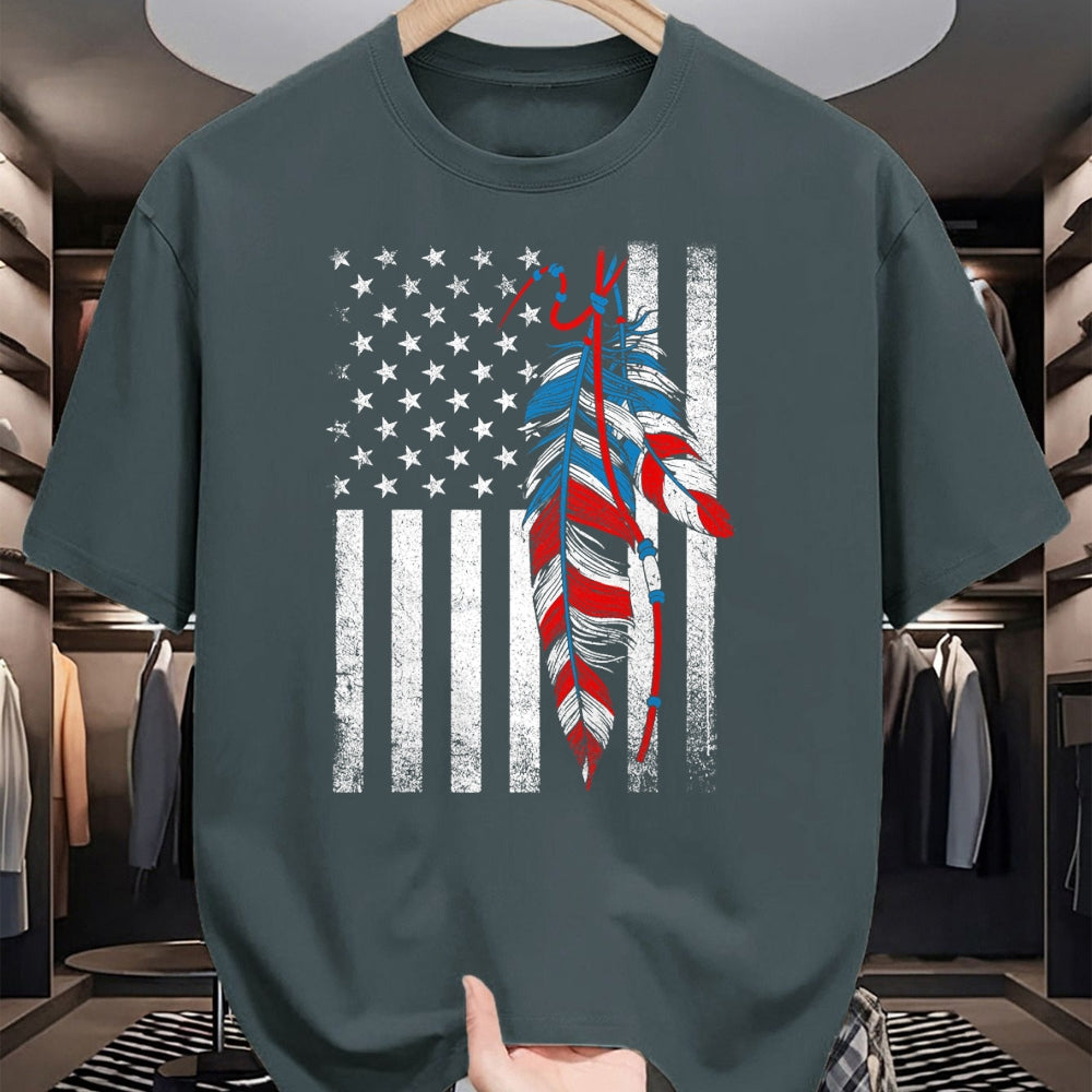 Native American T-Shirts, Vintage Native American Unisex T-Shirt/Hoodie/Sweatshirt HLT00 - American Flag - Native Feather Pride Month Indigenous (1)