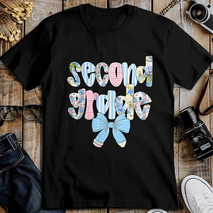 Best Student Shirt, Funny Back To School UnisexT-Shirt/Hoodie/Sweatshirt HLT00 - Second Grade Coquette Bow Pencil First Day Back to School T-Shirt, Men, Black, 3X-Large