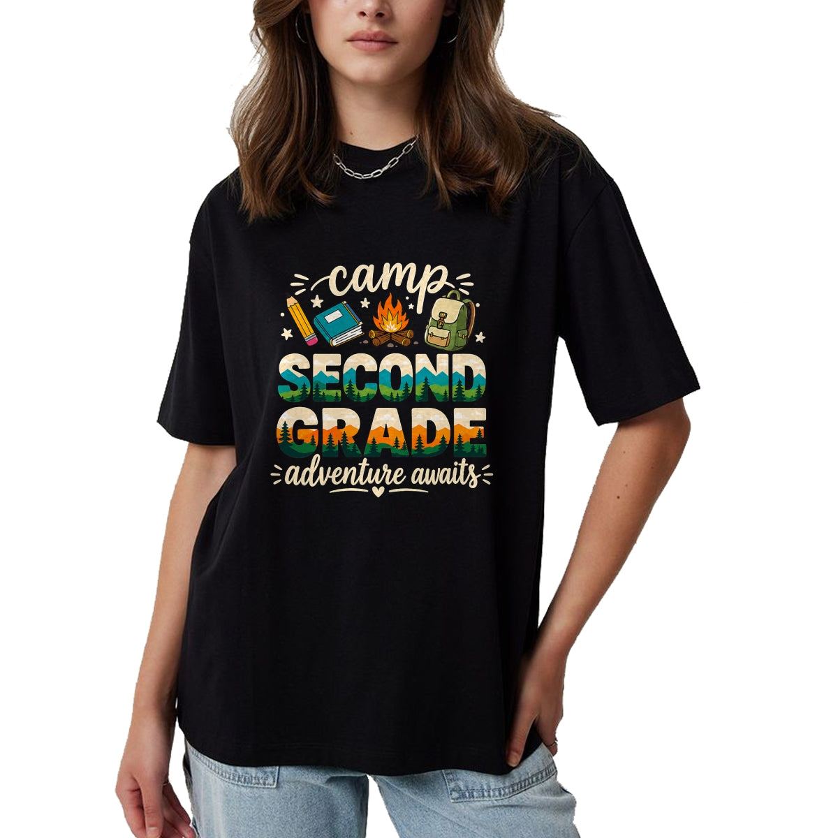 Funny Camping Shirt, Gift For Camping Lover Unisex T-Shirt/Hoodie/Sweatshirt HLT00 - Camp Second Grade Adventure Awaits Girl Teacher Boy Kids T-Shirt