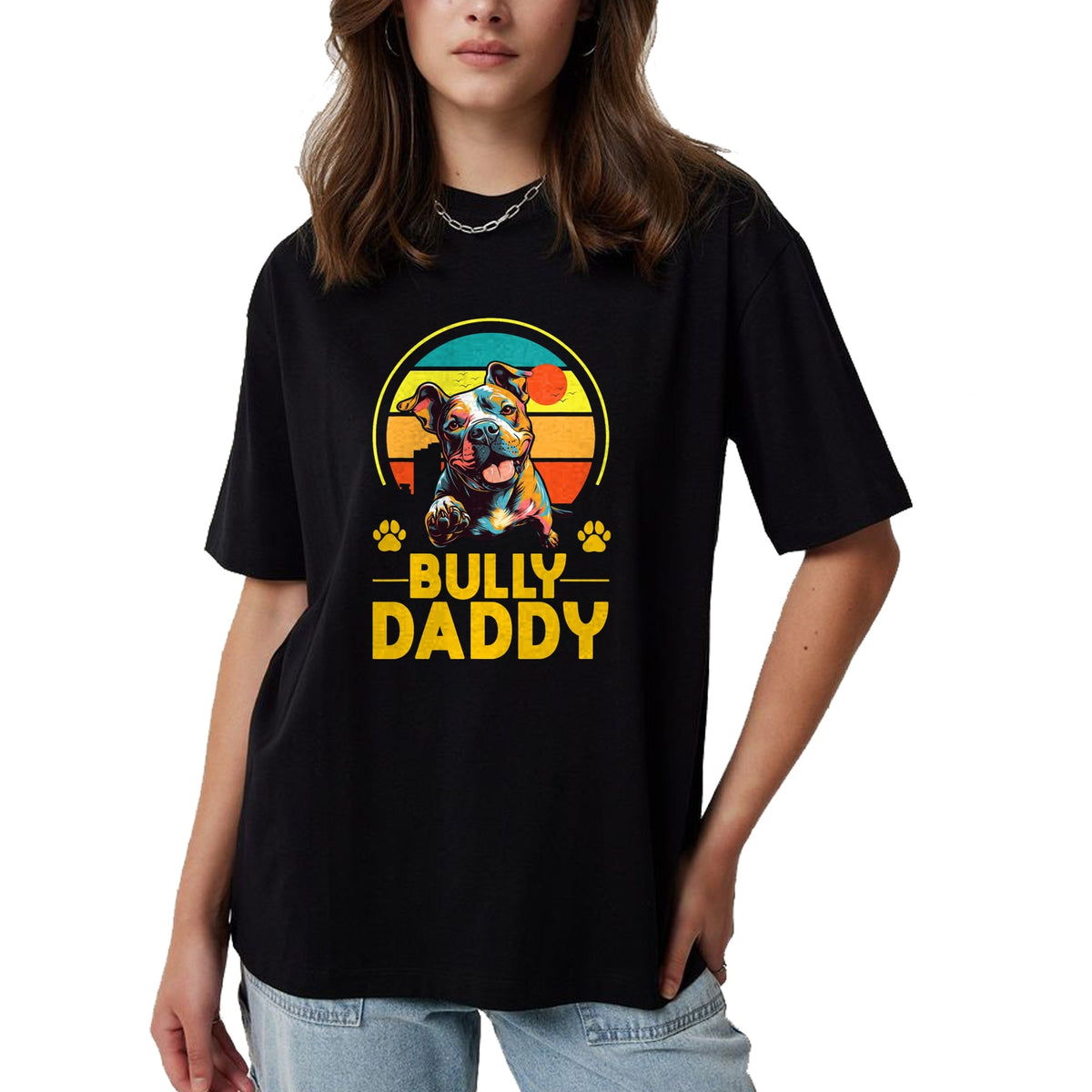 Gift for Dad Shirt, Funny Dad Unisex T-Shirt/Hoodie/Sweatshirt HLT00 – American Bully Daddy Proud Canine Dog Father T-Shirt