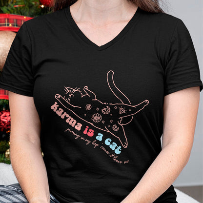 Cat Love Shirt, Funny Cat Lover Gift UnisexT-Shirt/Hoodie/Sweatshirt HLT00 - Karma Is Cat Purring In My Lap Cause It Loves Me  Cat Love T-Shirt