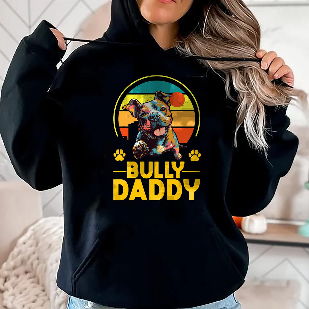 Gift for Dad Shirt, Funny Dad Unisex T-Shirt/Hoodie/Sweatshirt HLT00 – American Bully Daddy Proud Canine Dog Father T-Shirt