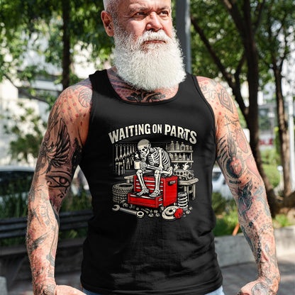 Best Mechanic Life Shirt, Funny Mechanic UnisexT-Shirt/Hoodie/Sweatshirt HLT00 - (2 Sided) Waiting On Parts Mechanic Skeleton Auto Repair T-Shirt