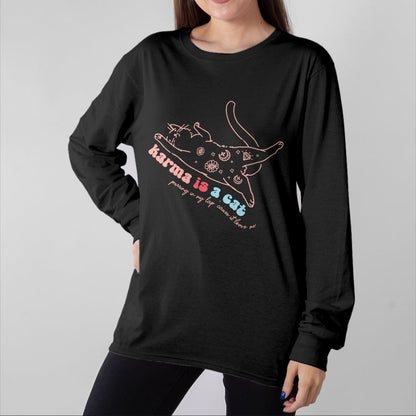 Cat Love Shirt, Funny Cat Lover Gift UnisexT-Shirt/Hoodie/Sweatshirt HLT00 - Karma Is Cat Purring In My Lap Cause It Loves Me  Cat Love T-Shirt